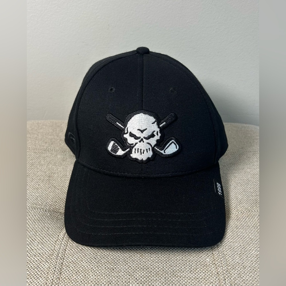 Tattoo Golf 1999 Hat Cap Billy Trix Designs One Size Black Skull Logo EUC - Picture 1 of 8
